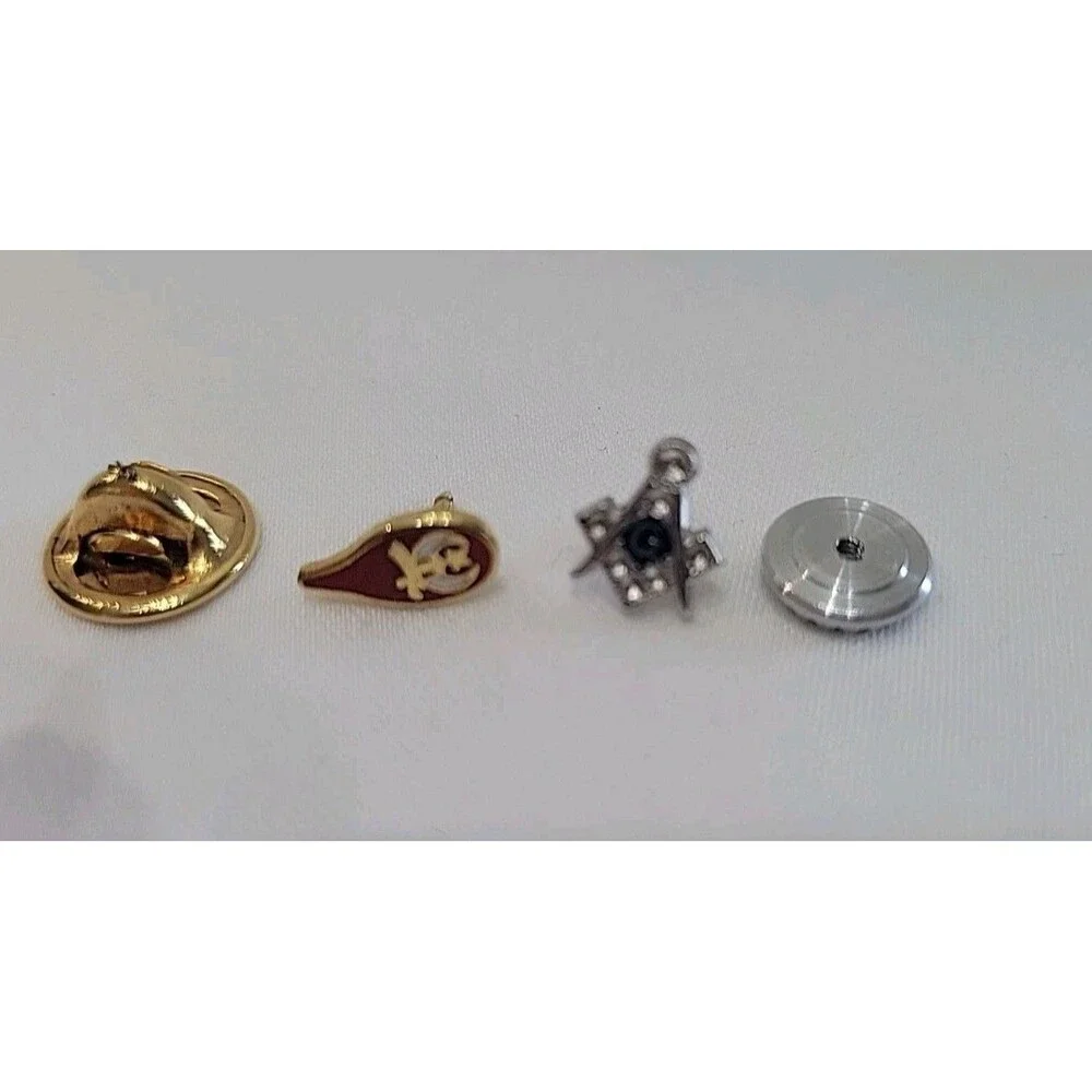 VTG Masonic Scimitar Crescent Moon and Square and Compass Lapel Pins, Sterling